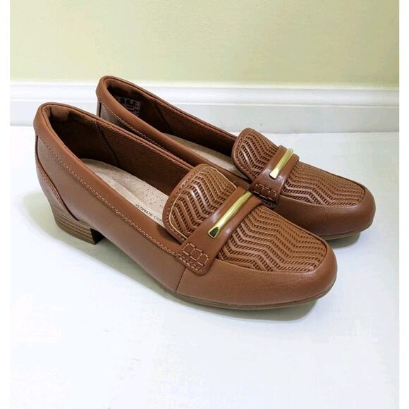 Clarks Collection Leather Loafer Juliet Aster Brown Gold Size 6 New Shoes - Picture 1 of 8